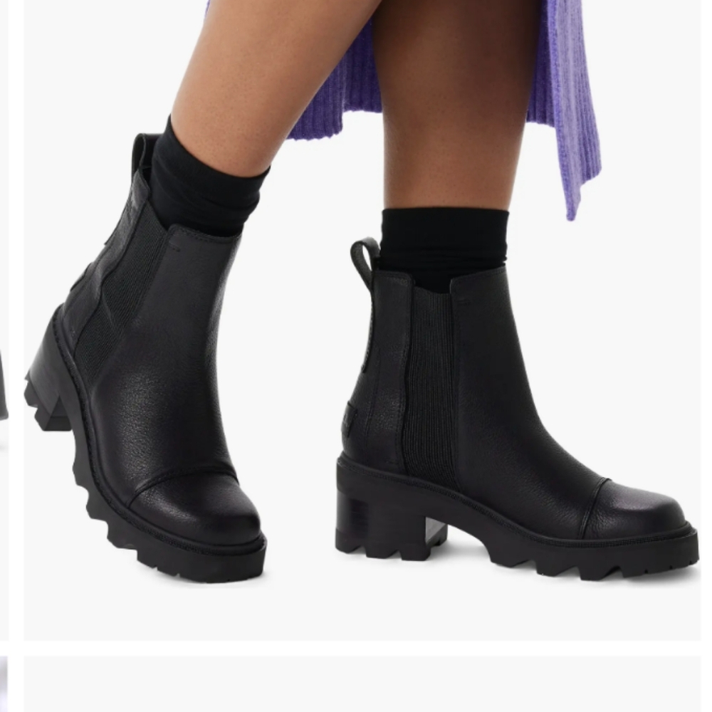 Sorel NEW NWT Womens Black Leather Chelsea Joan Now Boots Booties Waterproof - Picture 3 of 8
